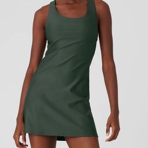 Alo Yoga Airlift Fly Dress Cut Out Back Tennis Country Club Dark Cactus Green